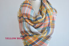 Blanket Scarf-Zara Plaid Blanket Scarf -Unisex Large Tartan Checked Warp Shawl Pashmina Wool- Cashmere tartan scarf